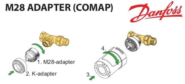 014G0258 Adapter M28 voor MMA Herz en Comap 014G0264 Danfoss