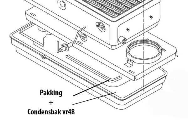 S4108600 Condensbak + pakking vr48 S4108600 Atag